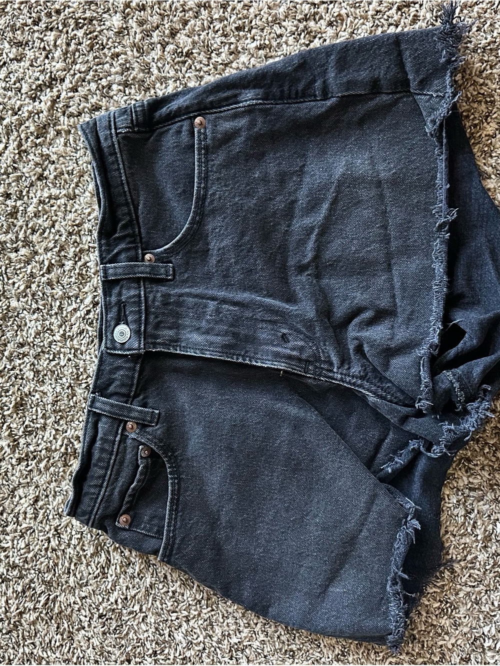 Abercrombie & Fitch Black Frayed Hem Denim Jean Shorts